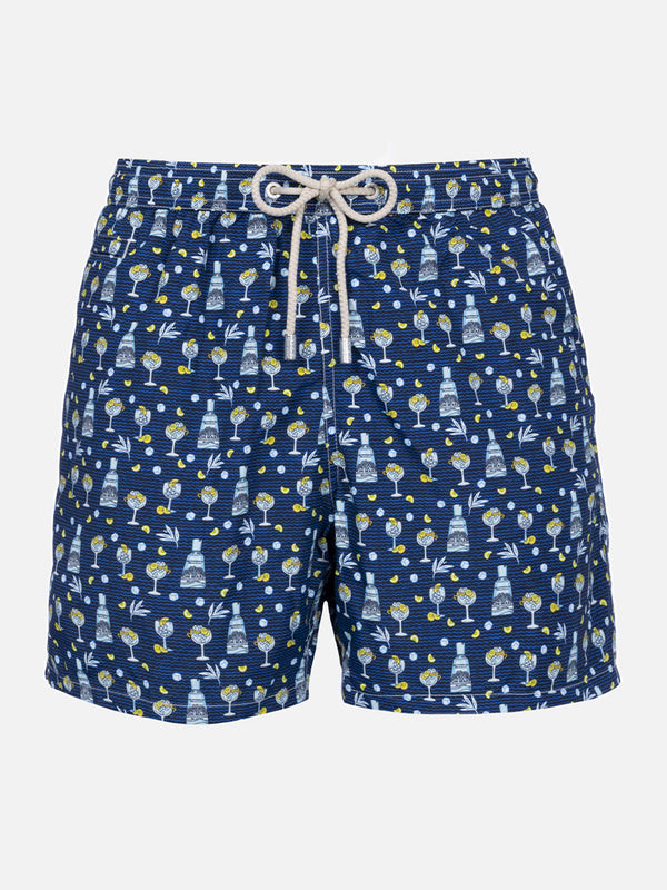 Man lightweight fabric swim-shorts Lighting Micro Fantasy with Gin Mare print | GIN MARE SPECIAL EDITION