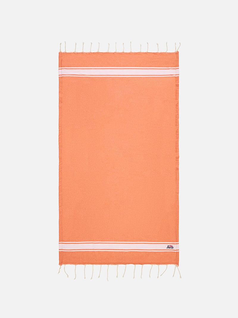 Fluo orange fouta towel doubled with sponge