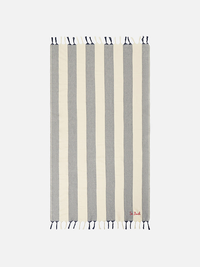 Fouta lightweight with white and blue stripes