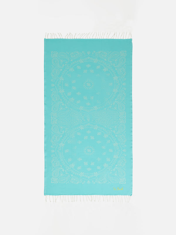 Soft jacquard water green Fouta with print bandanna print