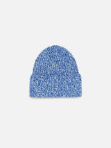 Kid white and bluette mouliné beanie with Saint Barth embroidery