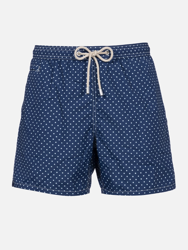 Man lightweight fabric swim-shorts Lighting Micro Fantasy with polka dots print
