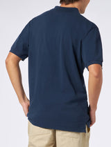 Man blue piquet polo with St. Barth logo and vintage effect
