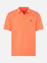 Man orange cotton jersey polo