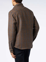 Camicia da uomo in Principe di Galles di lana con tasche e toppe