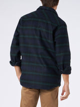 Camicia da uomo in tartan di lana con tasche e toppe