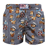 Boy cotton swim shorts with sailor bear print