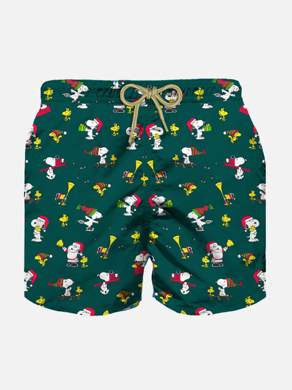 Boy light fabric swim shorts with Christmas Snoopy print | SNOOPY - PEANUTS™ SPECIAL EDITION