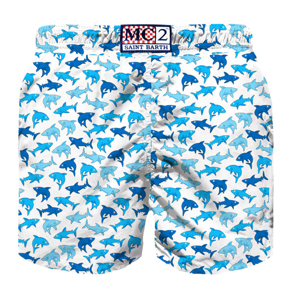 Boy swim shorts with sharks print