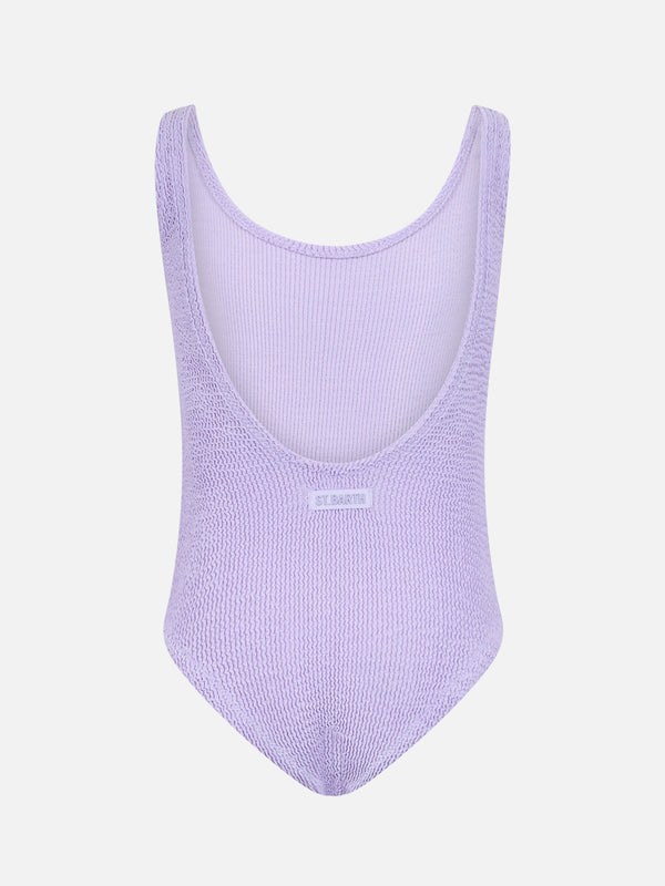 Girl lilac crinkle one piece swimsuit Cara