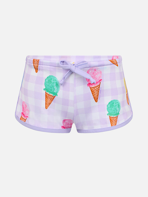 Pantaloncini da spiaggia da bambina Coco con stampa gelati