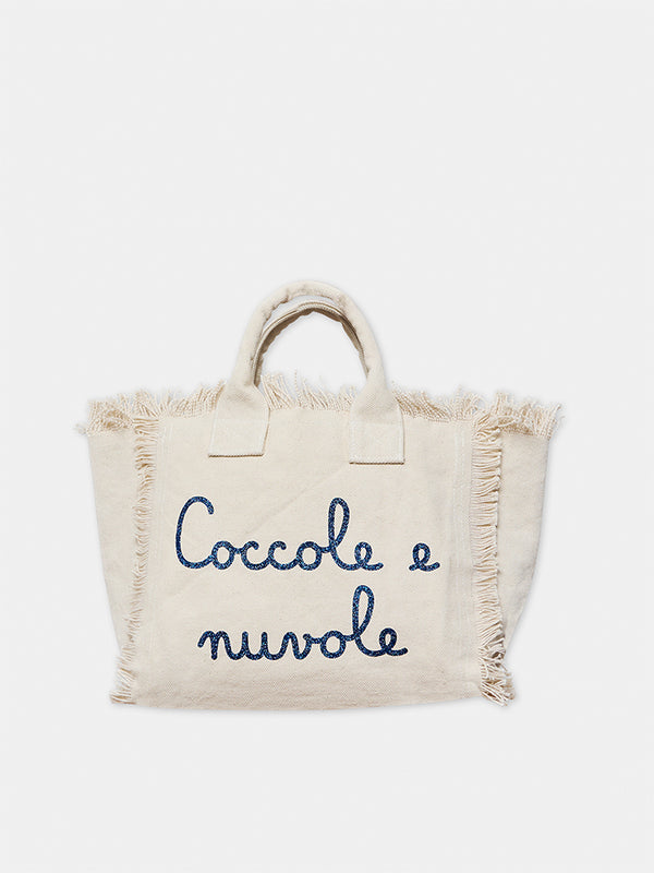 Colette canvas handbag with Coccole e nuvole embroidery | COCCOLEBIMBI SPECIAL EDITION