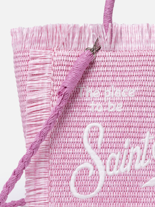 Pink Colette Straw handbag with embroidery