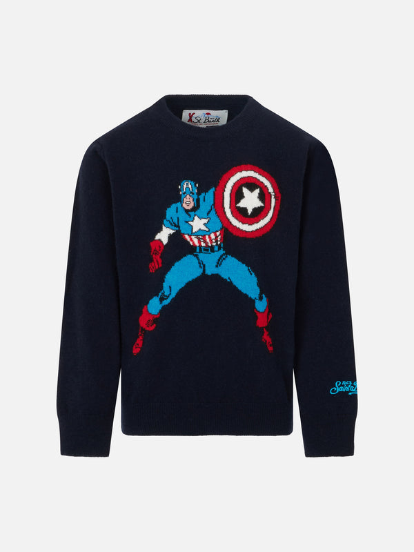 Boy crewneck sweater with Captain America print |MARVEL SPECIAL EDITION