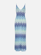Woman raschel knit light blue slip dress Eydis