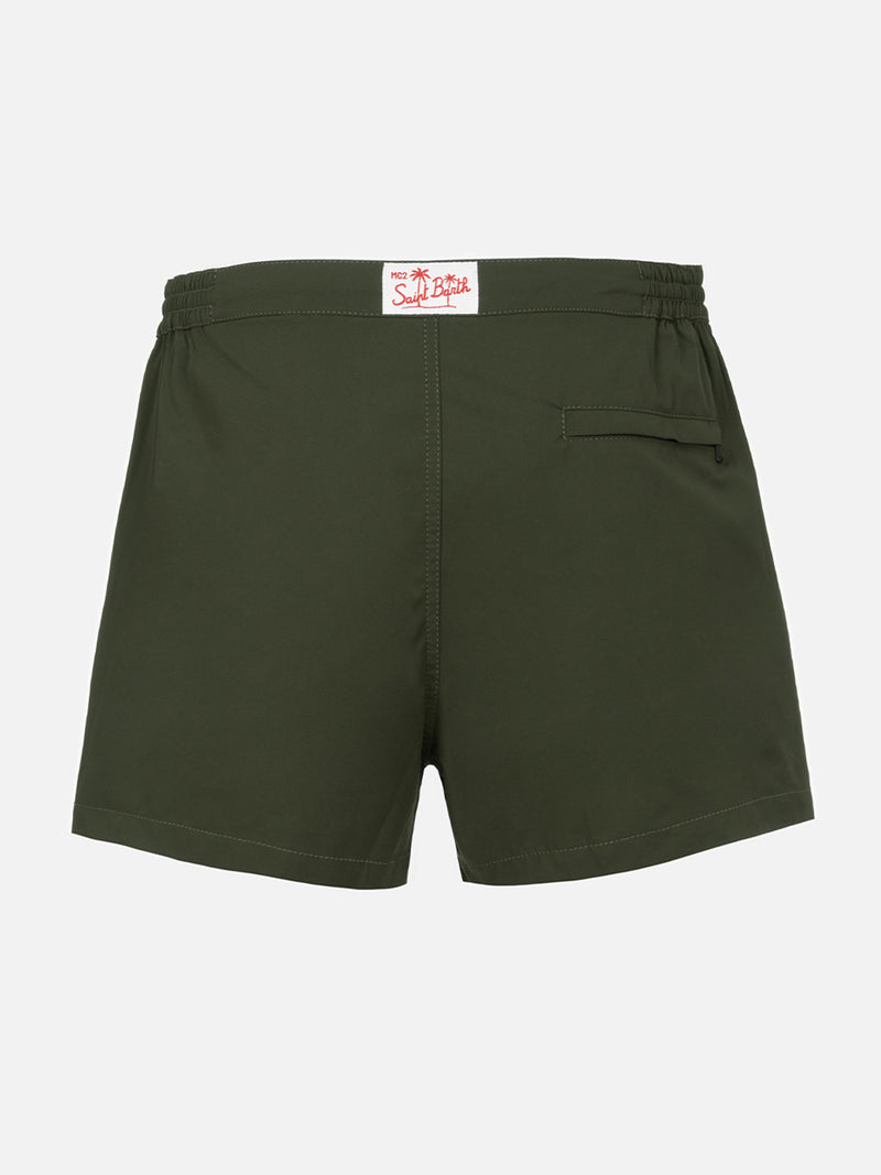 Man military green fitted cut swim shorts Harrys