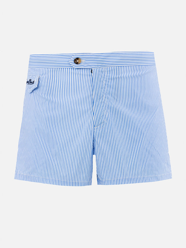 Man fitted cut seersucker swim shorts Harrys with striped  print
