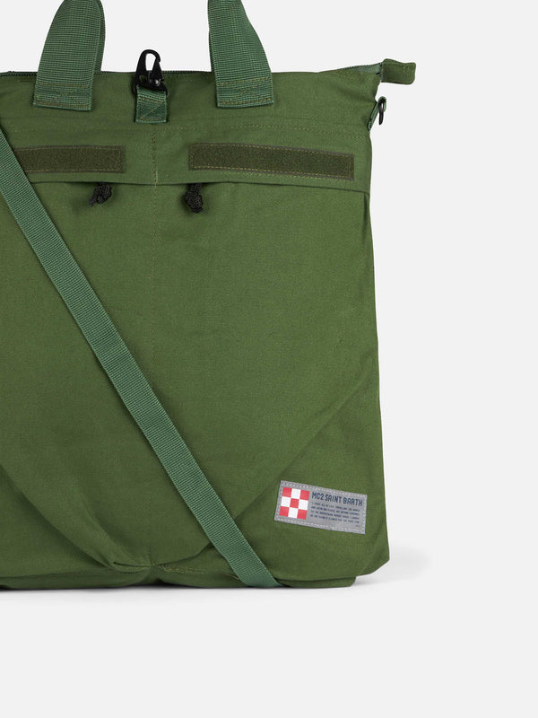 Military green canvas backpack