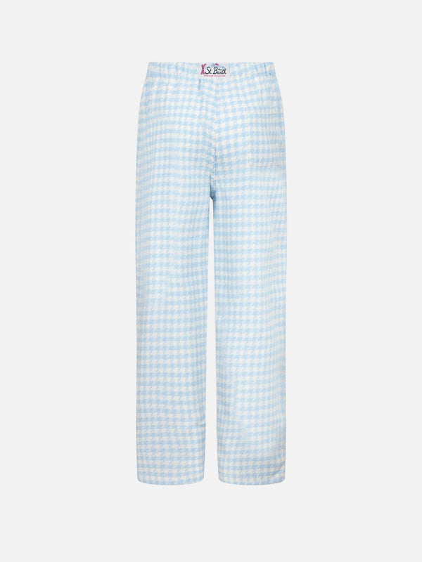 Kid pajama pants with pied de poule print