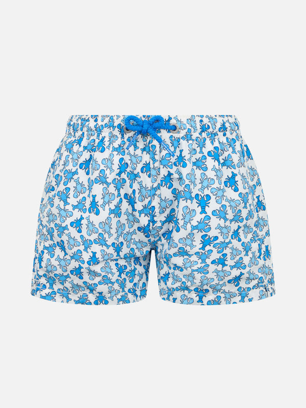 Boy lightweight fabric swim-shorts Jean Lighting with lobster print