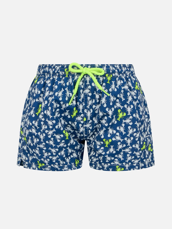 Boy lightweight fabric swim-shorts Jean Lighting with lobsters print
