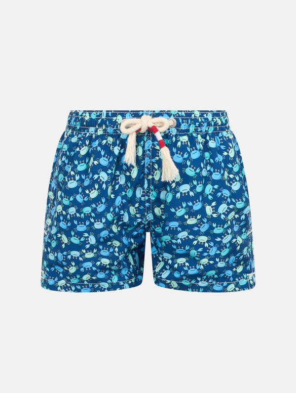 Boy lightweight fabric swim-shorts Jean Lighting 70 with crabs print