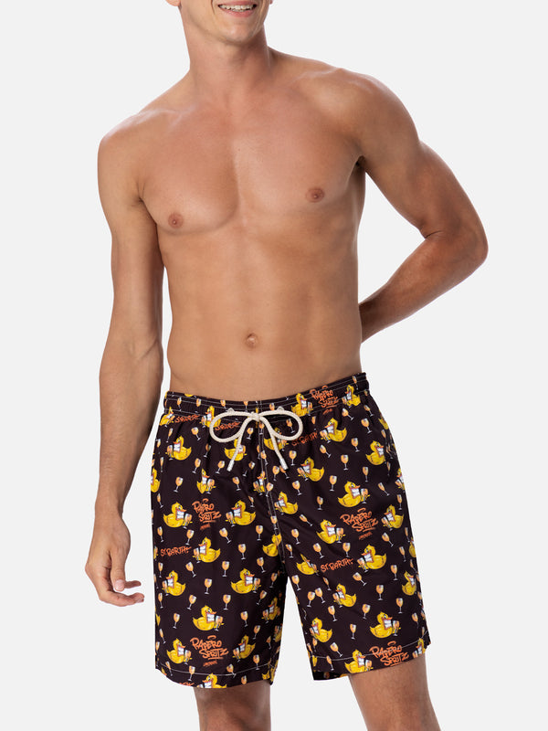 Man lightweight fabric swim-shorts Lighting with Cryptopuppets aperitif print | CRYPTOPUPPETS SPECIAL EDITION