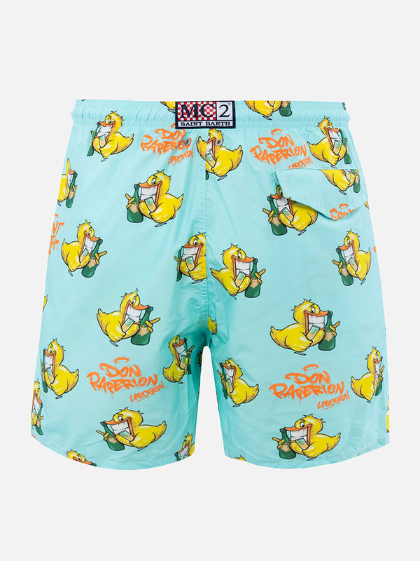 Man lightweight fabric swim-shorts Lighting with Cryptopuppets print | CRYPTOPUPPETS SPECIAL EDITION