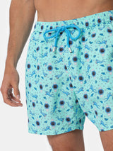 Man lightweight fabric swim-shorts Lighting Micro Fantasy with watches print