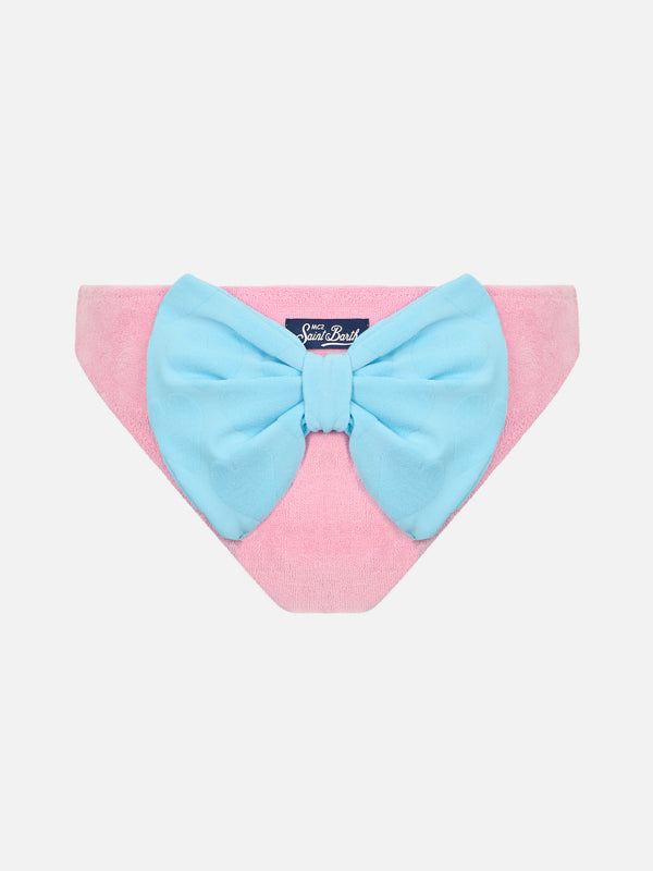 Girl pink terry swim briefs Madame with bow