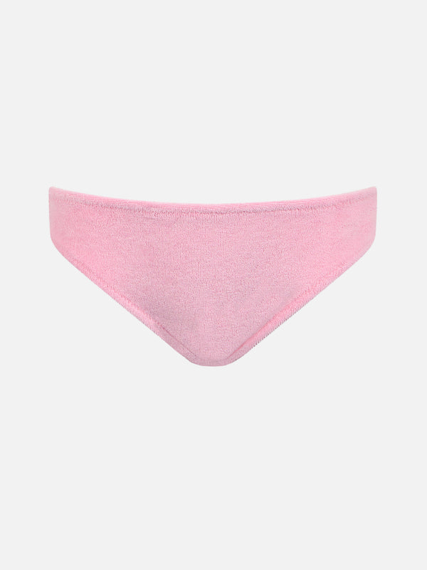 Girl pink terry swim briefs Madame with bow