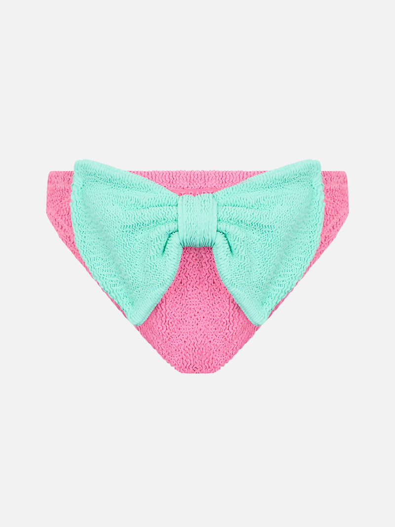 Girl pink crinkle swim briefs Madame with bow