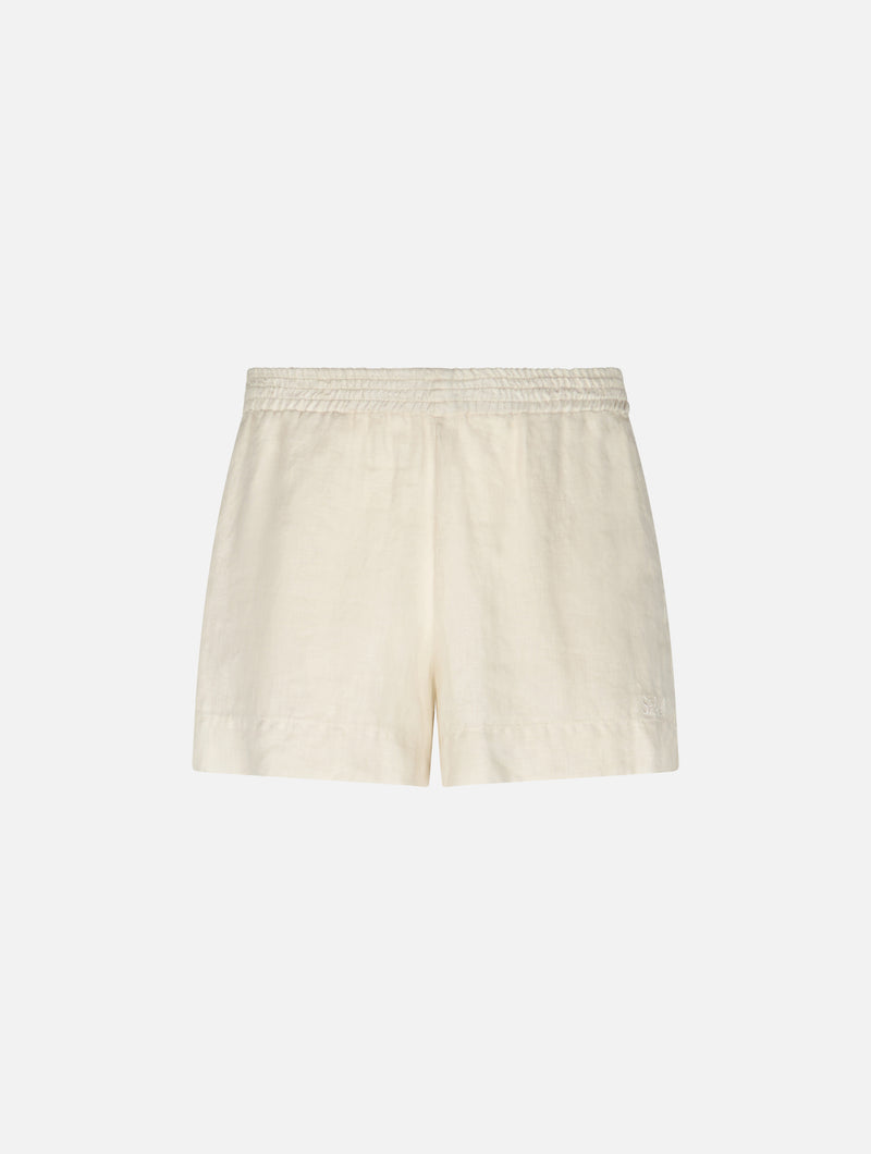 Woman off-white linen pull up shorts Meave