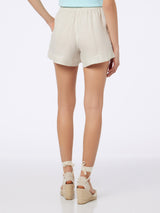 Woman off-white linen pull up shorts Meave