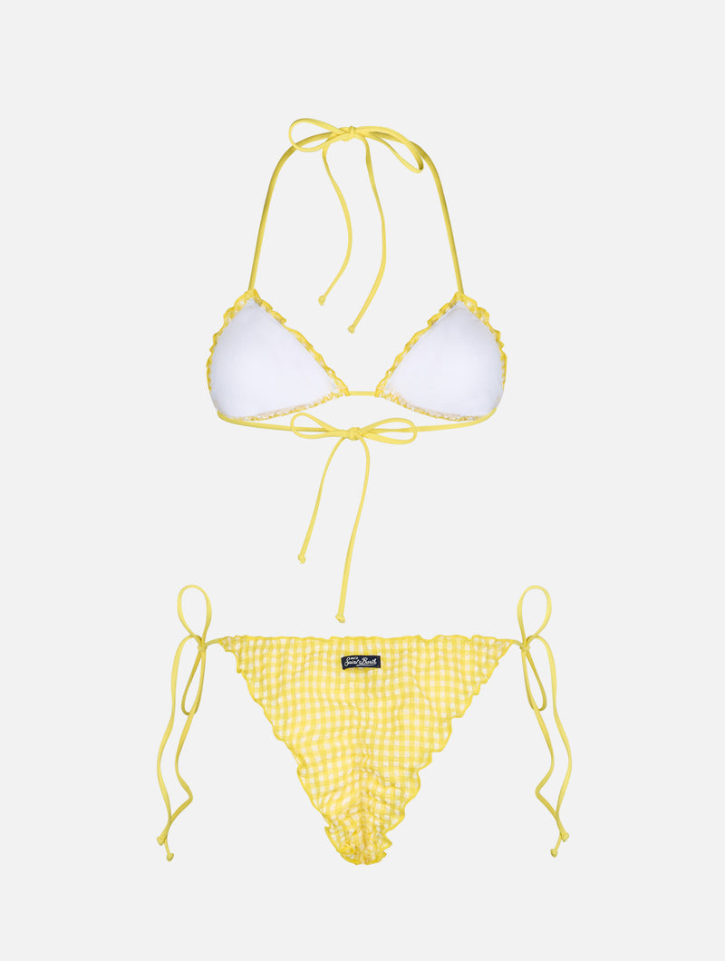 Bikini da donna classico a triangolo in seersucker Sagittarius Miami