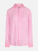 Camicia da uomo Pamplona in lino color rosa fluo 