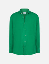 Camicia da uomo in lino verde Pamplona