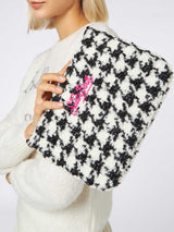 Parisienne cross body pouch bag  with pied de poule lurex pattern