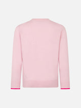 Girl crewneck pink sweater with Barbie print | BARBIE SPECIAL EDITION