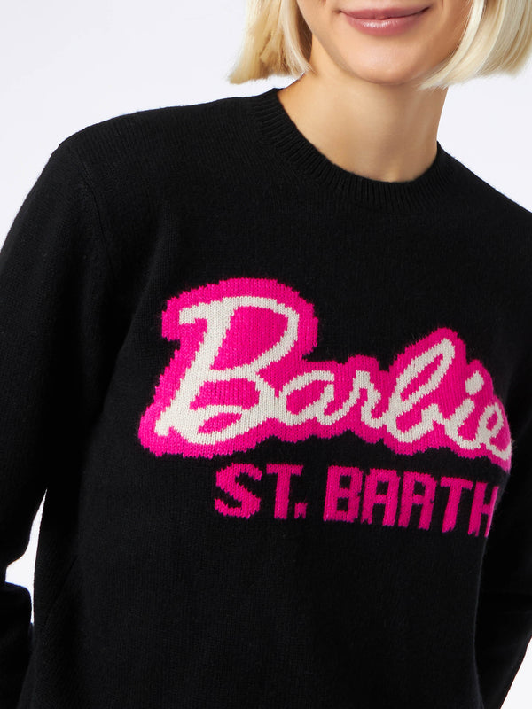 Woman crewneck black sweater with Barbie print | BARBIE SPECIAL EDITION