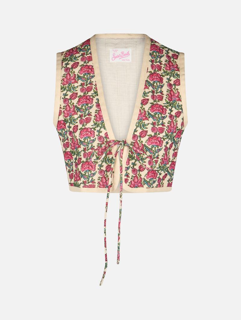 Woman embroidered padded vest