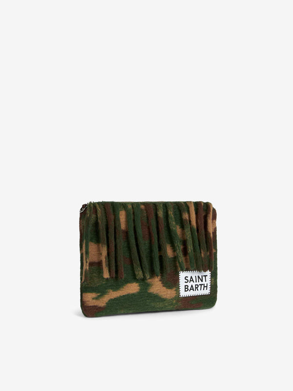 Parisienne blanket crossbody pouch bag with camouflage print