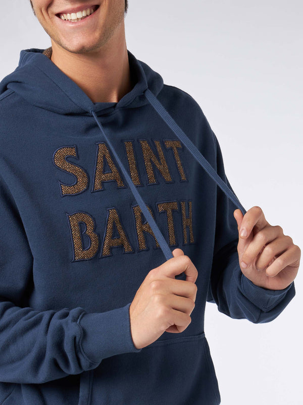 Man blue hoodie with Saint Barth patch