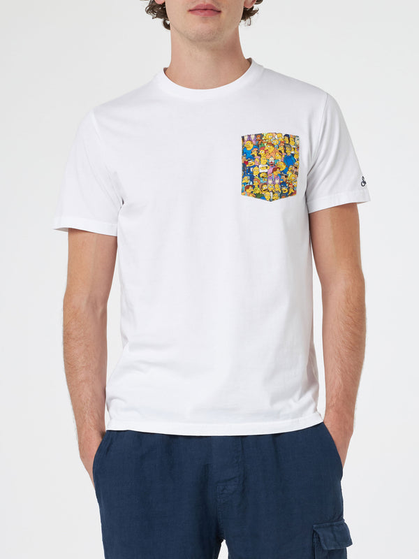 Man cotton t-shirt Blanche with Simpsons printed pocket | THE SIMPSONS SPECIAL EDITION