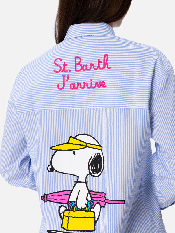 Woman striped print cotton over shirt Brigitte | SNOOPY PEANUTS SPECIAL EDITION