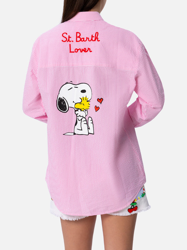 Woman striped print cotton over shirt Brigitte | SNOOPY PEANUTS SPECIAL EDITION