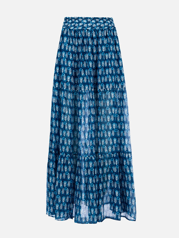 Woman silk voile pleated long skirt Cheyenne