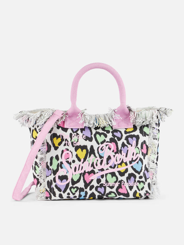 Animalier hearted cotton canvas Colette handbag