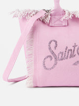 Borsa Colette in tela di cotone rosa con strass
