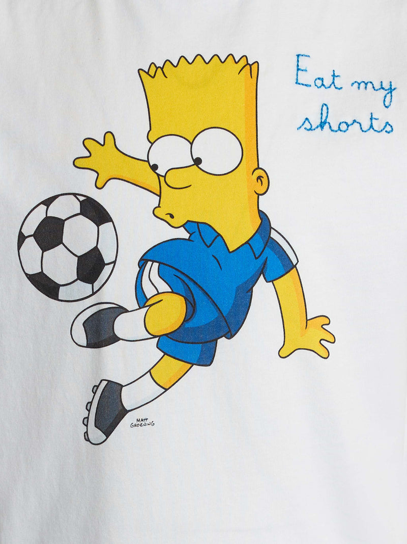 T-shirt bianca da bambino in cotone Dean Jr con stampa e ricamo Bart Simpson | L'EDIZIONE SPECIALE SIMPSON